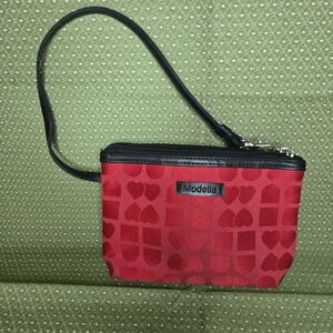 Modella Red Heart Design Wristlet